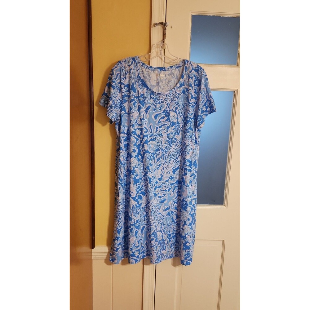 Lilly Pulitzer Cody Dress in "Boca Blue Sea What I See" Sea Life Print Size XL